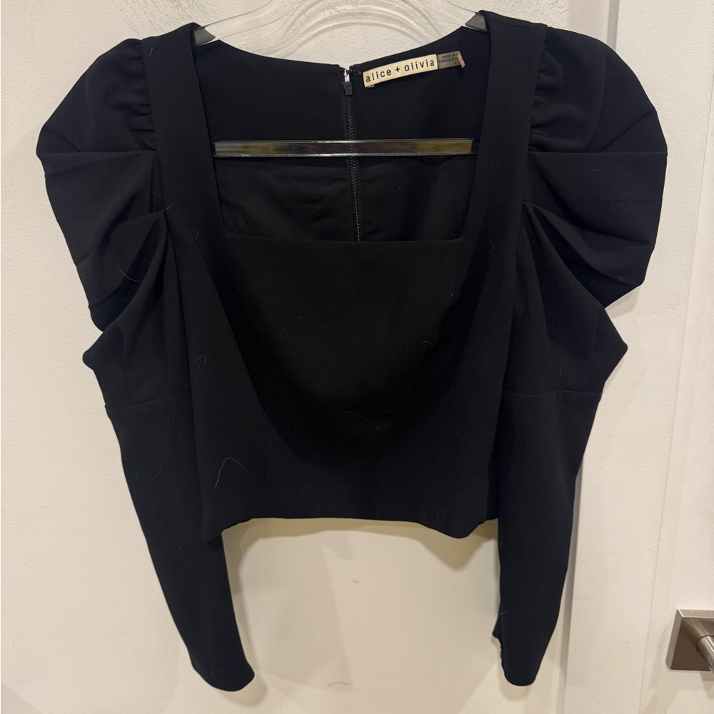 Alice + Olivia Elegant Black Puff Sleeve Blouse